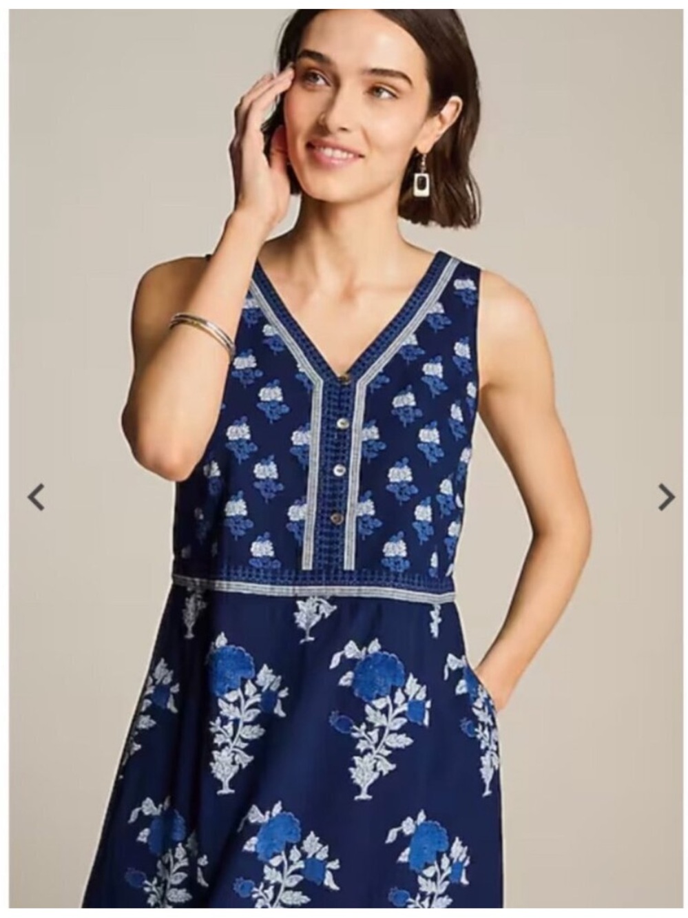 J. Jill Pure Jill 100% Cotton Indigo Blue Lightweight Maxi Dress Coastal Vacay